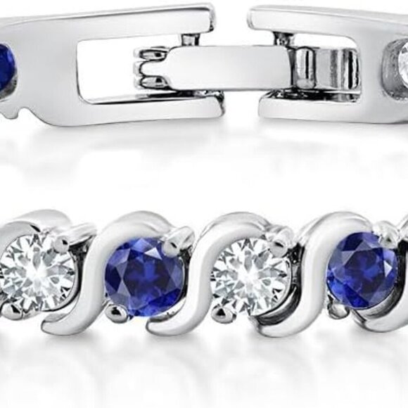 Jewelry - Blue Sapphire Cubic Zirconia Tennis Bracelet Women 7 Inch Elegant Jewelry